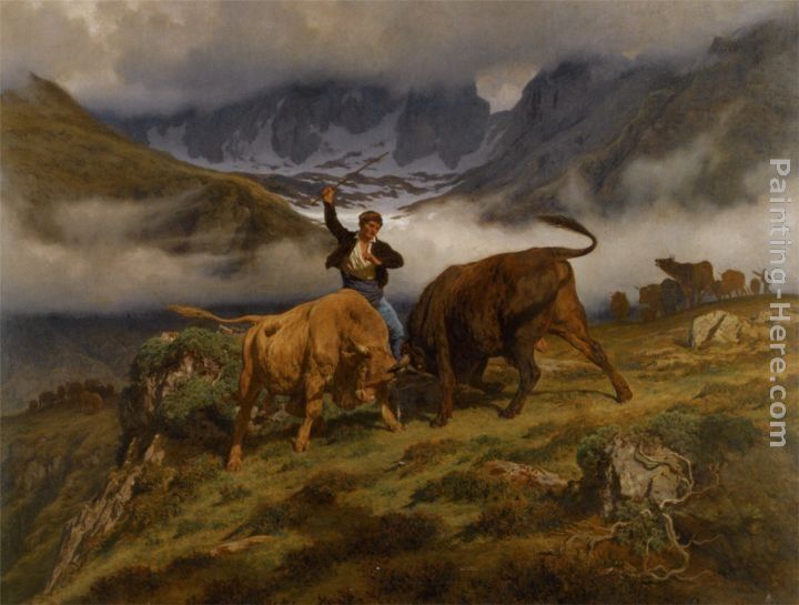 Auguste Bonheur Le Combat Souvenir des Pyrenees